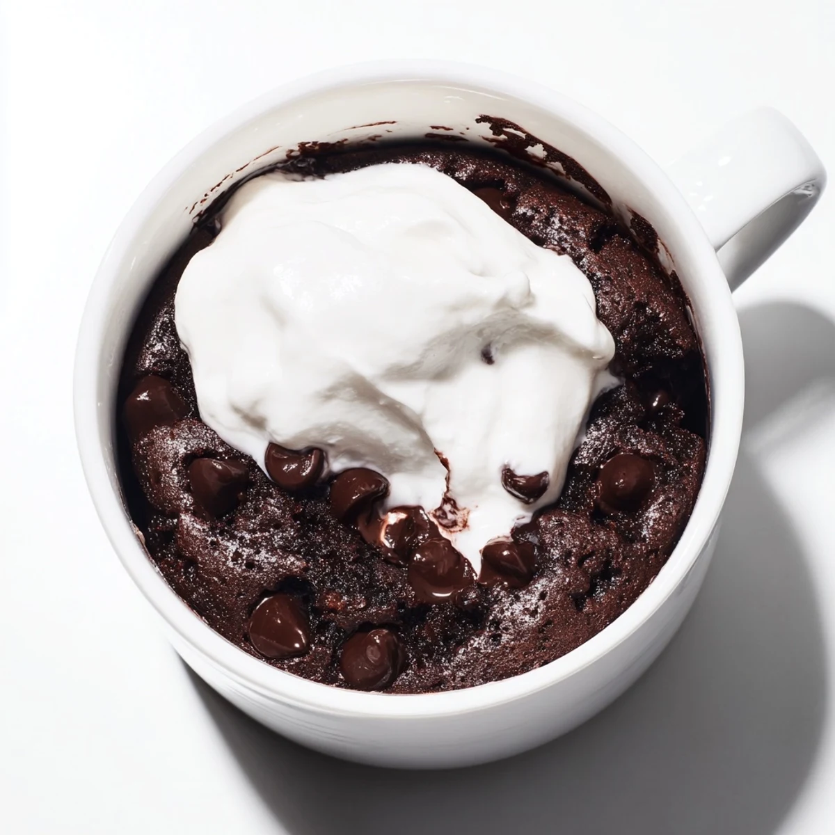 Gooey chocolate within a mug cake, perfect for satisfying quick dessert cravings instantly.