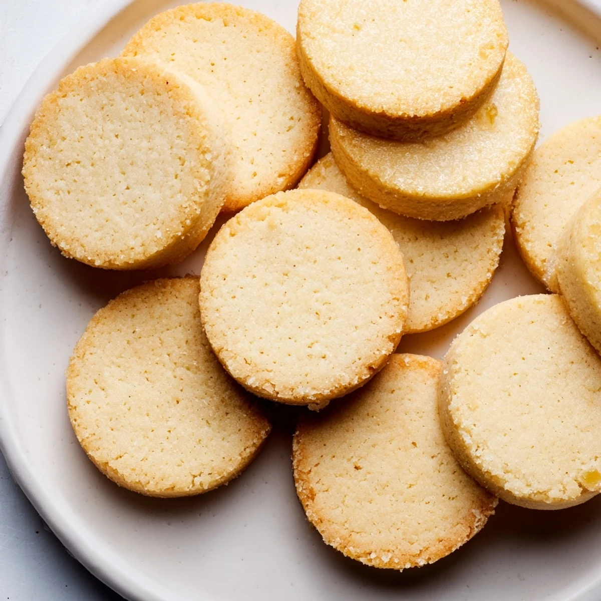 Freshly baked Honey Butter Shortbread Cookies, with a dusting of powdered sugar, are delightfully sweet and crumbly.