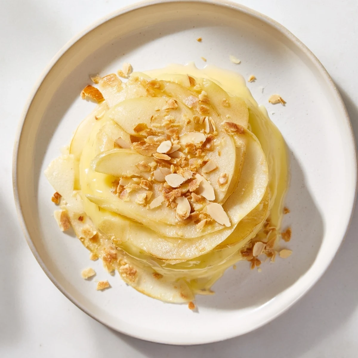 Warm and bubbly Rustic Crustless Apple Pie, a simple treat with sweet, baked apple slices.