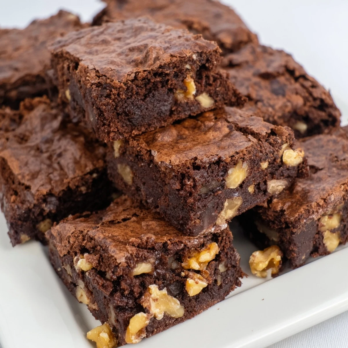These homemade fudgy walnut brownies, freshly baked and ready to eat, are perfect with a scoop of vanilla ice cream.