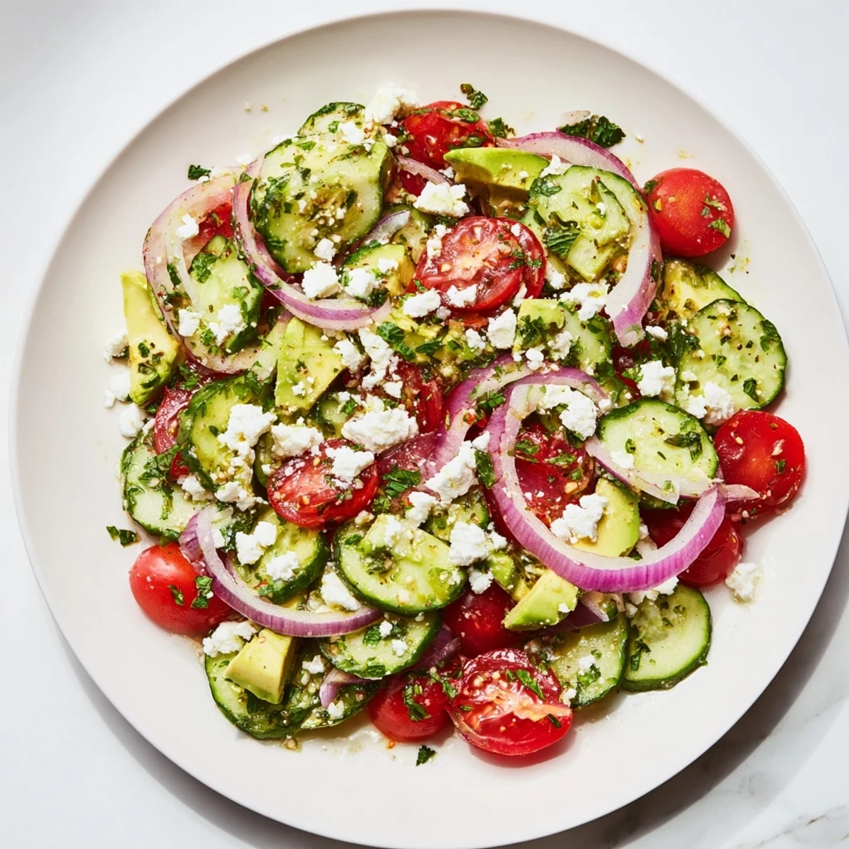 Cucumber Tomato Avocado Feta