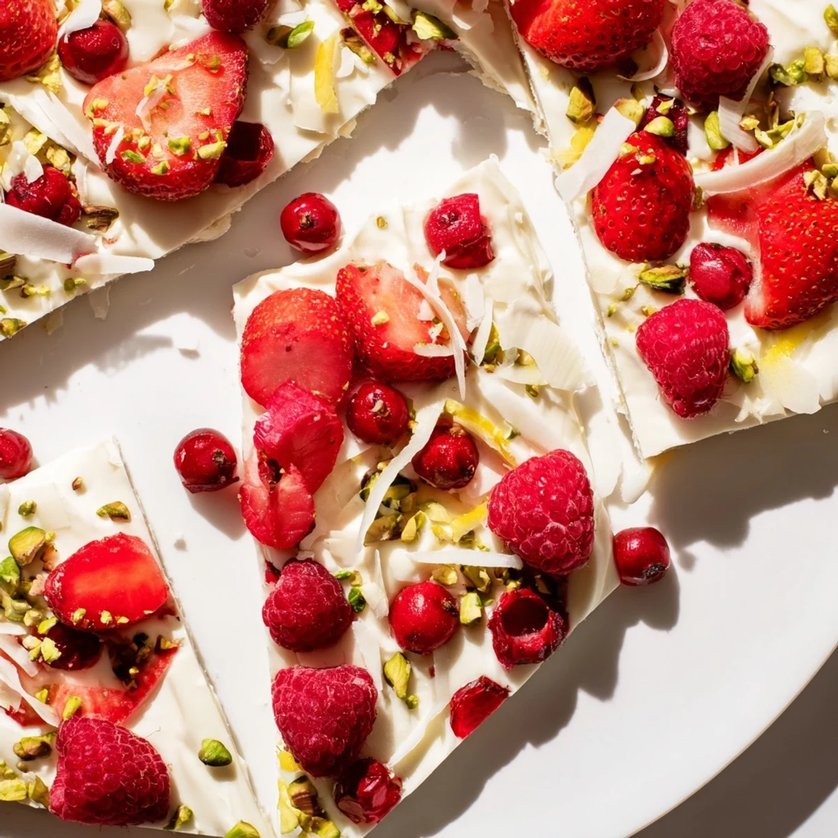 Enjoy a refreshing bite of homemade frozen yogurt bark, featuring mixed berries and a healthy snack!