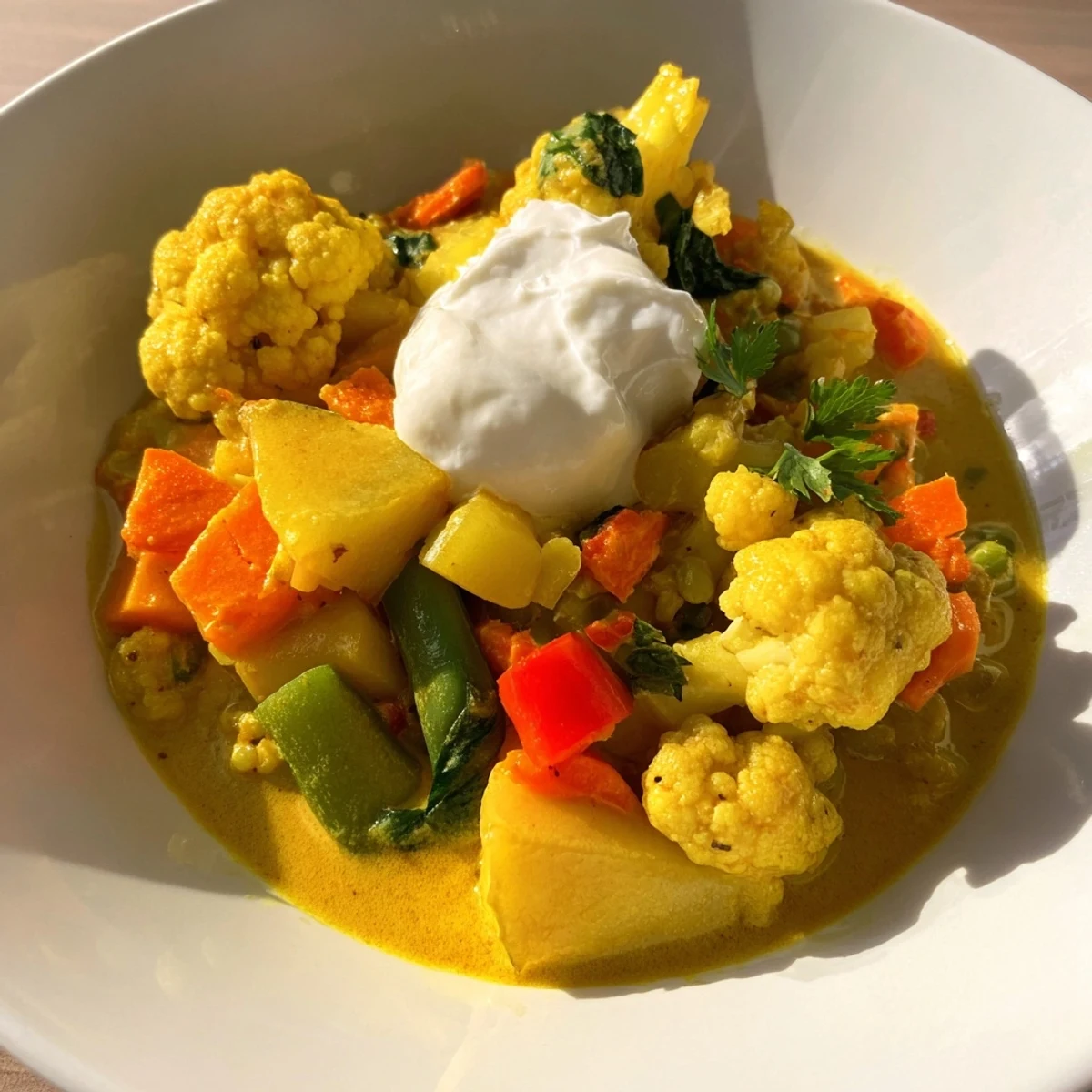 Hearty and flavorful Waste-Free Vegetarian Curry, a colorful mix of vegetables and warming spices.