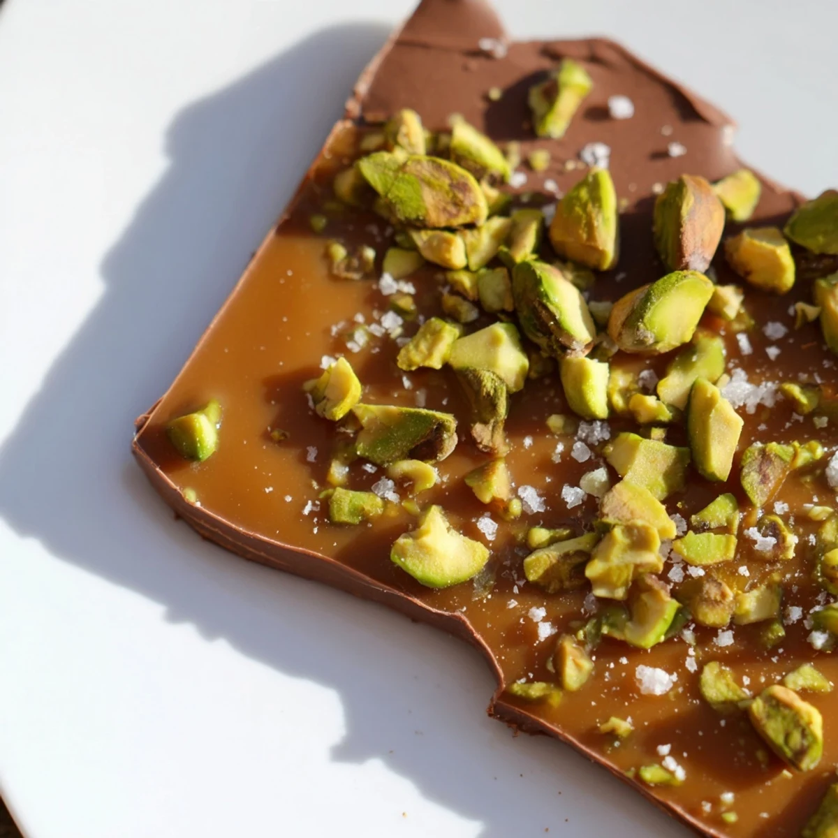 This homemade Pistachio Salted Caramel Bark bursts with salty, sweet, and nutty flavors, perfect for sharing.