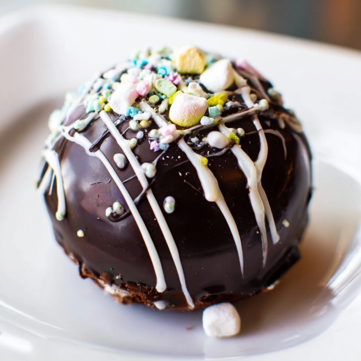 Six glossy chocolate spheres ready to melt, the Hot Chocolate Bombs promise a decadent cocoa experience with mini marshmallows tucked inside.