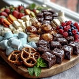 Vibrant dessert board featuring mini brownies, fruit tarts, and cake slices perfect for graduation celebrations.