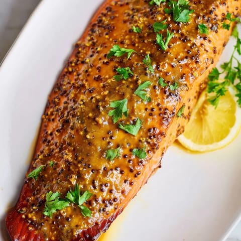A beautifully broiled Honey Mustard Glazed Salmon, the glaze bubbling, perfect for a quick dinner.