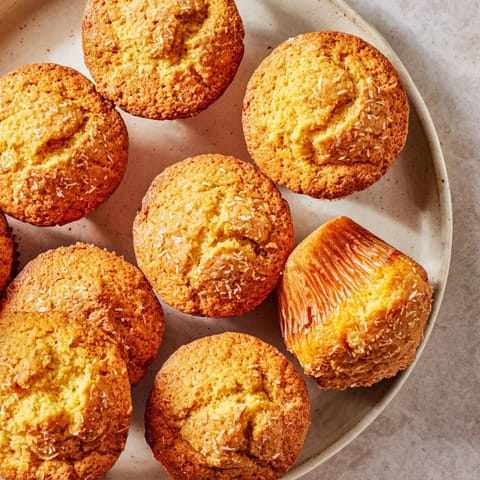A close-up of fluffy sheet pan English muffins, fresh from the oven, offering delicious texture.