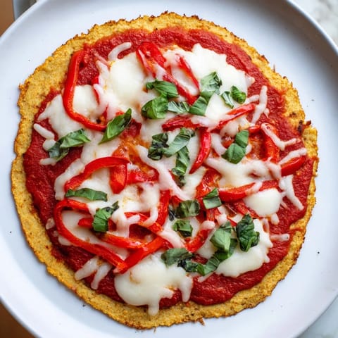A crispy, low-carb cauliflower pizza crust, ready for toppings, presents a delightful, gluten-free base.