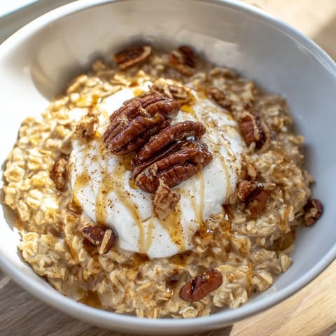 A close-up of delicious Pumpkin Spice Latte Oats, steaming and ready for a comforting breakfast.