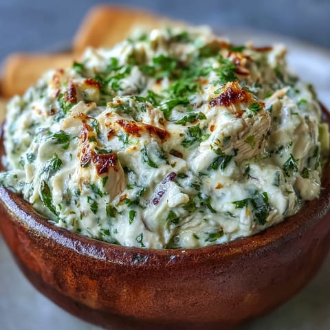 A close-up of the baked Cilantro and Lime Chicken dip, garnished with fresh cilantro and bright lime wedges.