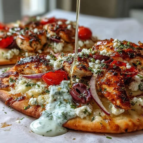 Lemon Feta Chicken Naan Pizza