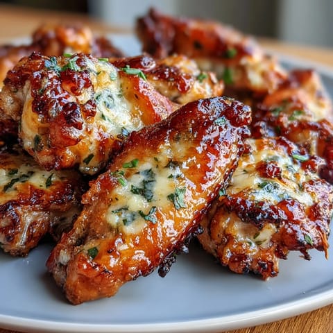 Crispy keto garlic Parmesan baked chicken wings with golden crust and savory butter glaze.  
