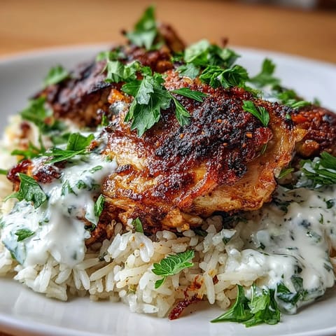 Aromatic one pot shawarma chicken and rice with tender thighs, fragrant spices, and fluffy basmati rice in a comforting dish.
