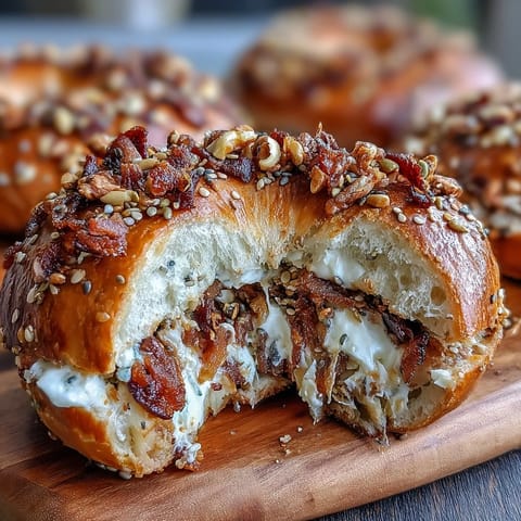 High-protein Greek yogurt bagels with everything seasoning, golden and chewy, perfect for a nutritious breakfast.