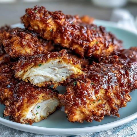 Warm honey butter biscuits with flaky layers, alongside perfectly seasoned fried chicken for a comforting Southern feast.  