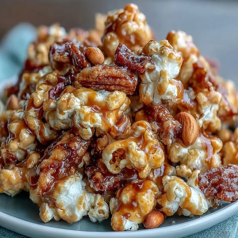 Baseball Season Popcorn Mix with Peanuts and Caramel in a large bowl, featuring golden caramel-coated popcorn and roasted peanuts.