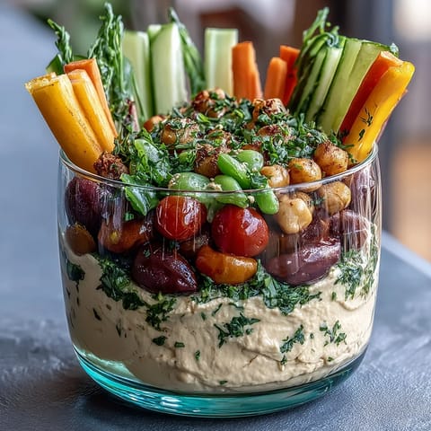 Portable Field Trip Snack Cups filled with creamy hummus and fresh veggie sticks for healthy on-the-go munching.