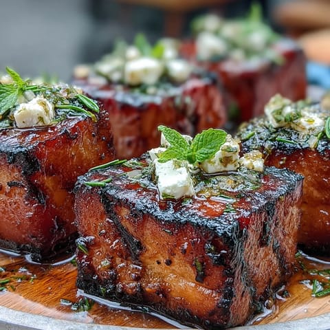 Grilled Watermelon Feta Mint