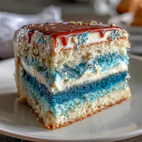 Dark blue and gold ombre layer cake with rich vanilla buttercream, elegantly decorated for a graduation celebration.