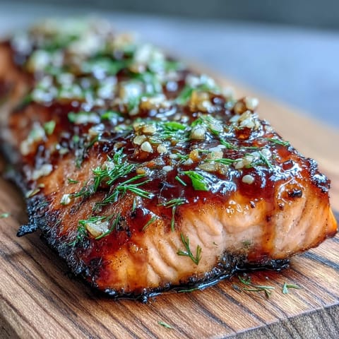 Maple Dijon glazed salmon cooking on a smoky cedar plank.