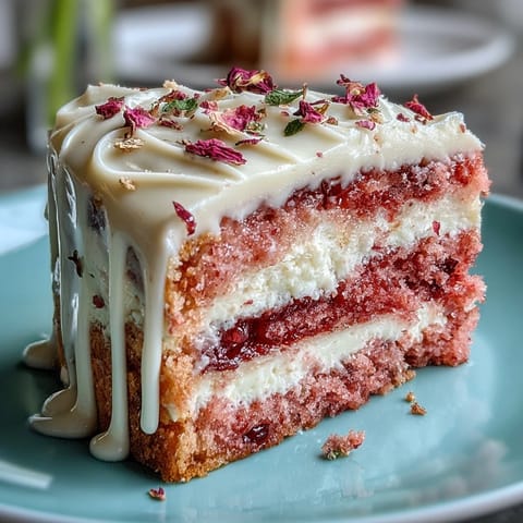 Pink Rosé Velvet Cake, elegantly adorned with shimmering gold drip and creamy frosting.