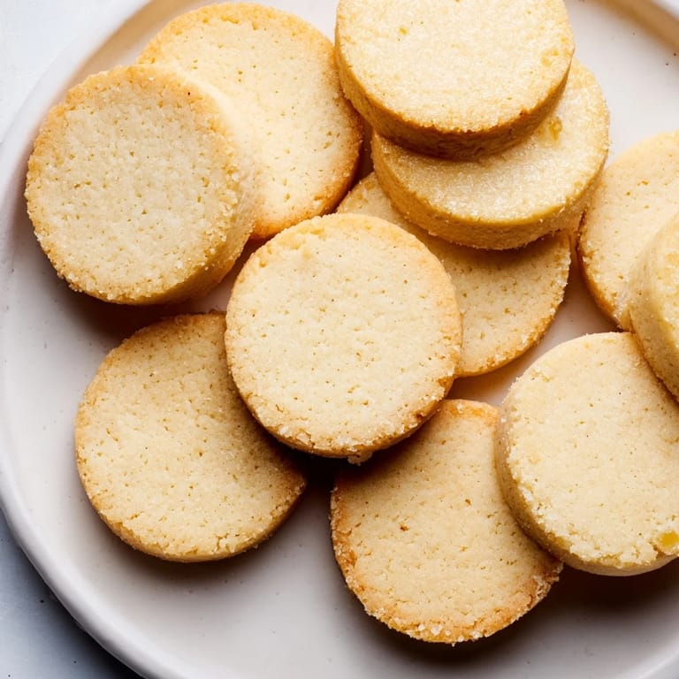 Freshly baked Honey Butter Shortbread Cookies, with a dusting of powdered sugar, are delightfully sweet and crumbly.
