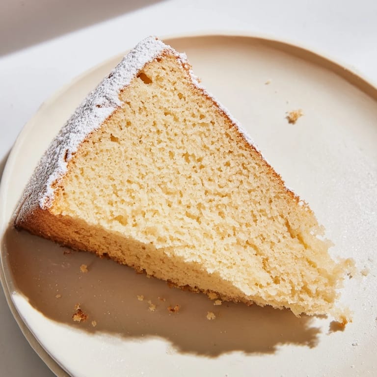 A warm, freshly baked Simple 3-Ingredient Vanilla Sponge Cake, ready to be frosted and enjoyed.