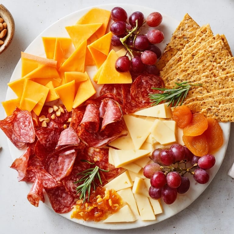 The Geometric Gala appetizer is a stunning gluten-free charcuterie board with triangular cheeses and meats.