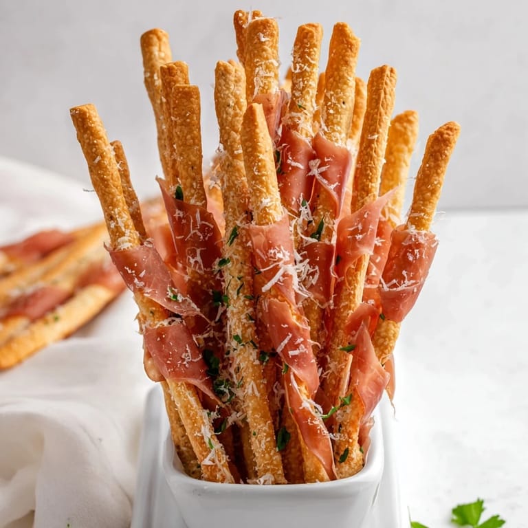 Inspired by San Francisco, a Golden Gate creation: Prosciutto "bridge" over breadstick "towers," ready to eat.