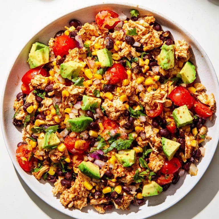 This delicious Dense Southwestern Bean Salad showcases the fresh ingredients ready to enjoy.