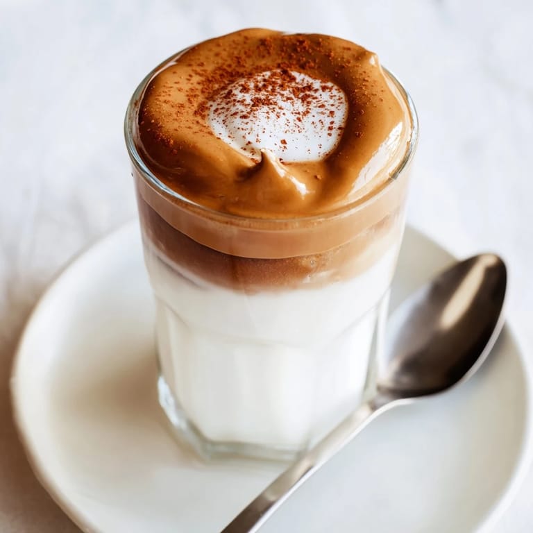 A chilled Brown Sugar Dalgona Latte, with beautiful whipped coffee, ready to whisk you away!