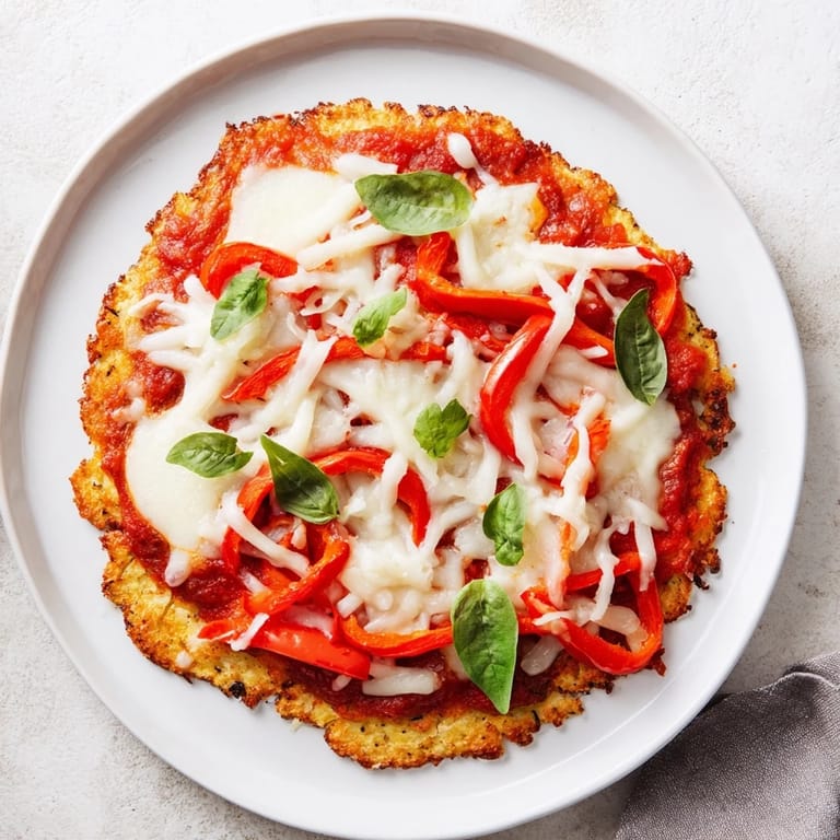 Homemade cauliflower pizza crust, a delicious, healthy alternative, invites you imagine the savory toppings.