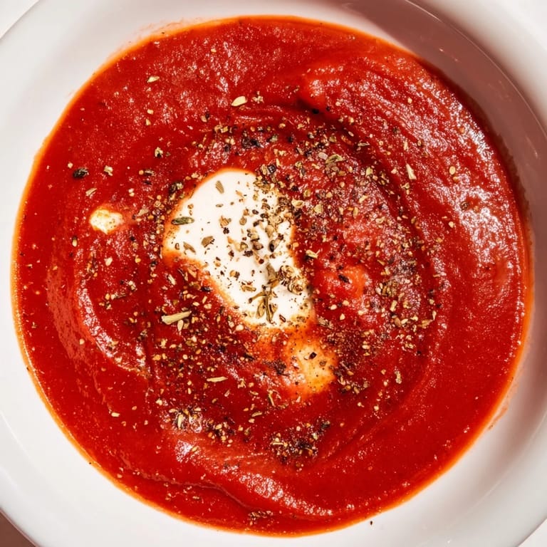 This Instant Creamy Marinara Hack features a vibrant, red sauce that coats a wooden spoon beautifully.