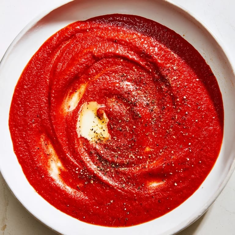 A close-up view of the Instant Creamy Marinara Hack, highlighting its smooth texture and rich tomato flavor.