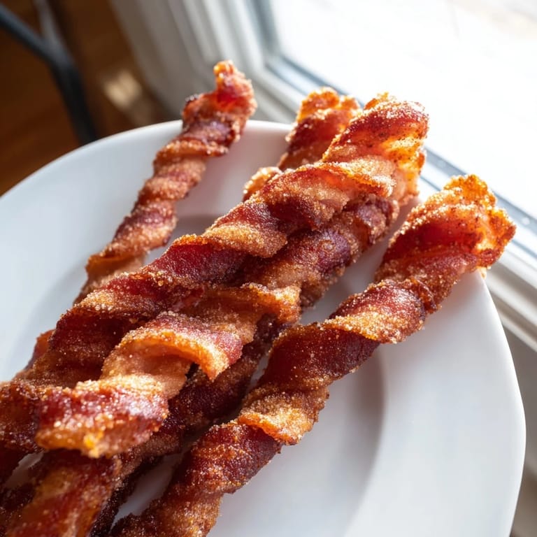 Freshly baked Spiced Bacon Twists are spiraled on parchment, ready for a party appetizer or savory snack.  