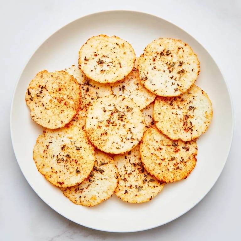 Freshly baked Cottage Cheese Chips with a golden-brown hue, perfect for a gluten-free, high-protein snack on a rustic wood surface.