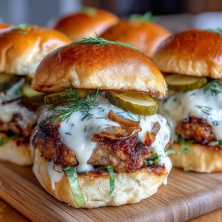 Sizzling Touchdown Brat Sliders served hot, featuring juicy patties, tangy beer cheese, and golden toasted buns for game day.