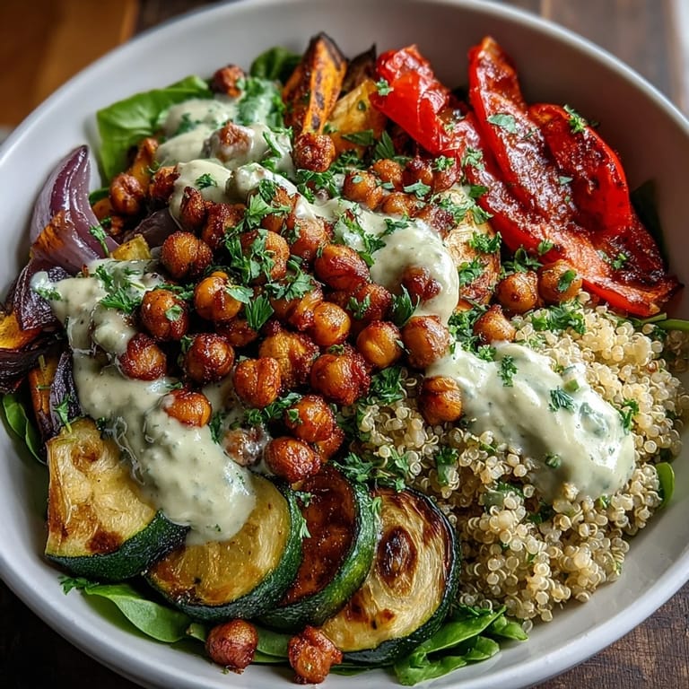 Assemble this nourishing Roasted Chickpea Power Bowl for meal prep, featuring hearty quinoa, avocado slices, and colorful veggies.