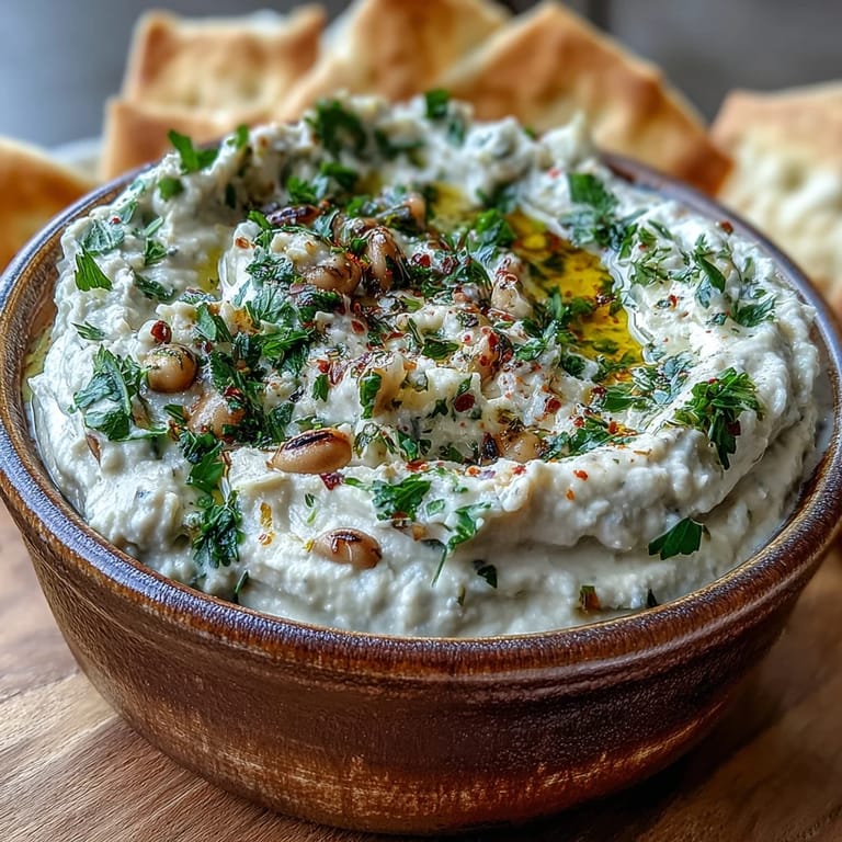 Savory Smashed Black-Eyed Peas served warm with crunchy pita chips and fresh vegetable sticks on the side.