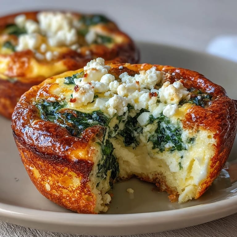 Savory keto egg muffins featuring fresh spinach and tangy feta, delivering a satisfying, gluten-free start to your day.