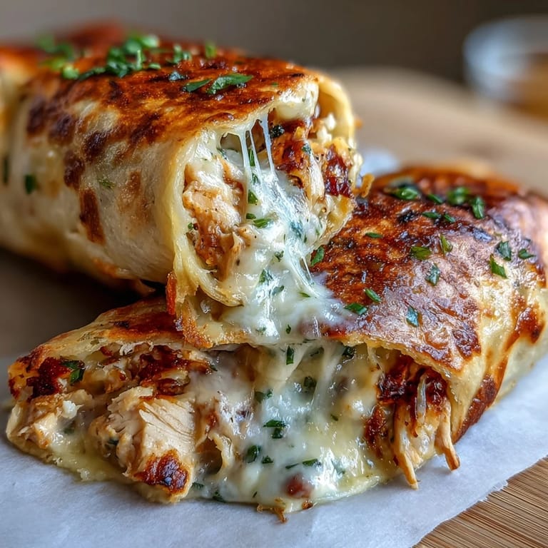 Savory low carb cheesy garlic chicken wraps feature juicy chicken, rich cheeses, and fragrant garlic wrapped in low-carb tortillas for a keto-friendly meal.