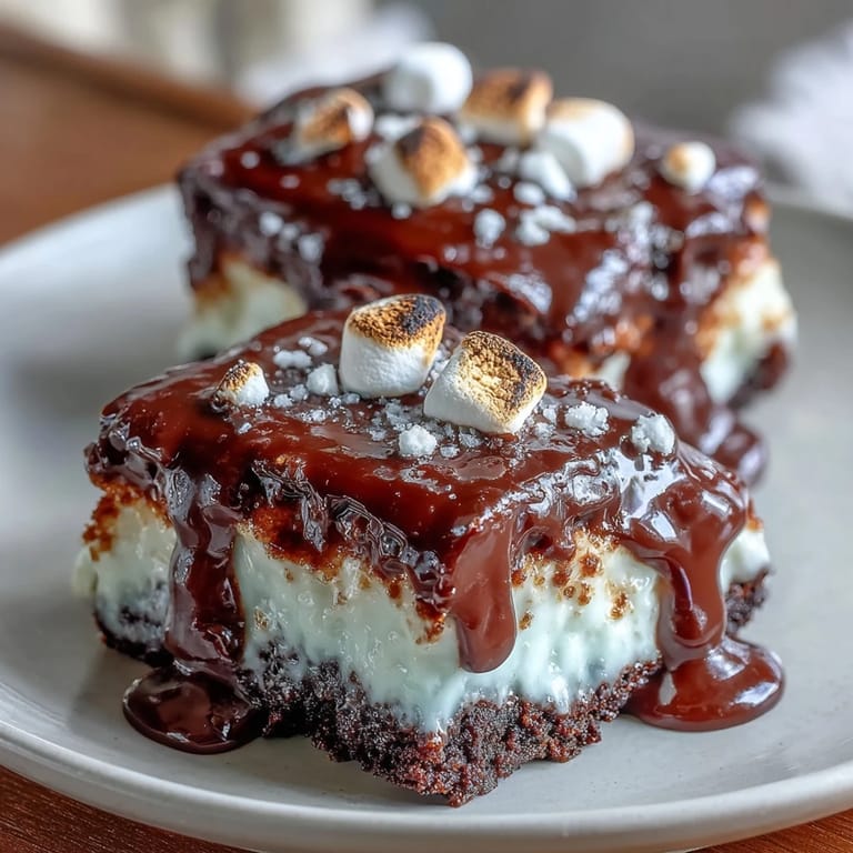 Crisp apple slices coated in melted chocolate, sprinkled with graham cracker crumbs, and drizzled with marshmallow fluff for a playful dessert.