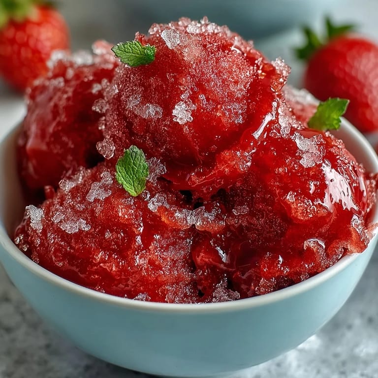Smooth strawberry and lime sorbet with white rum, scooped into bowls and topped with lime zest for a bright, fruity dessert.