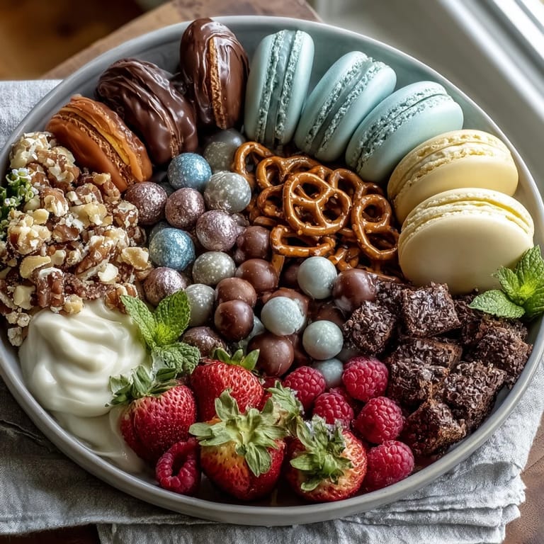 Celebration-ready dessert spread with assorted mini sweets, fresh berries, and cake slices for party guests.