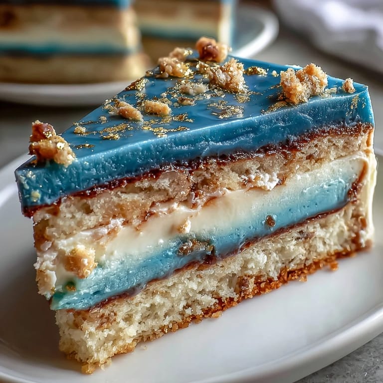 A close-up shot showing the smooth dark blue buttercream and gold leaf detailing on the side of the graduation cake.