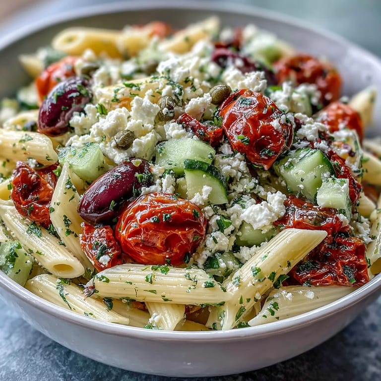 Enjoy this easy Summer Pasta Salad Greek Style, a delicious, colorful, and refreshing dish.