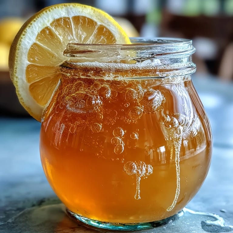 Refreshing Sparkling Fermented Lemonade served over ice with a hint of ginger, tangy and lightly sweet for a summer sip.