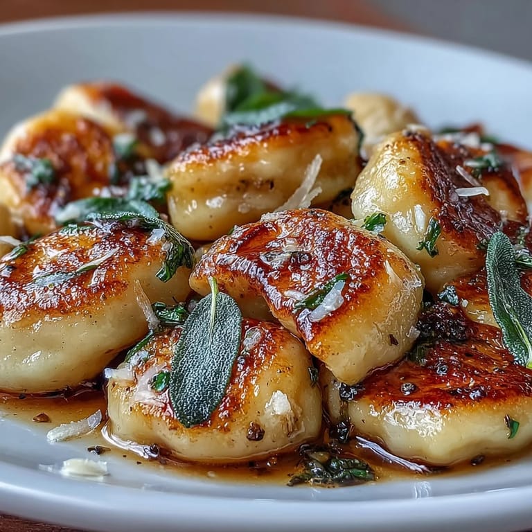 Pillowy gnocchi pan-fried until golden, coated in rich brown butter and fresh sage.