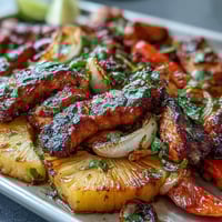 Chicken Pineapple Sheet Pan Fajitas with Bell Peppers featuring tender chicken, juicy pineapple, and colorful peppers roasted together for a tangy, Tex-Mex dinner.